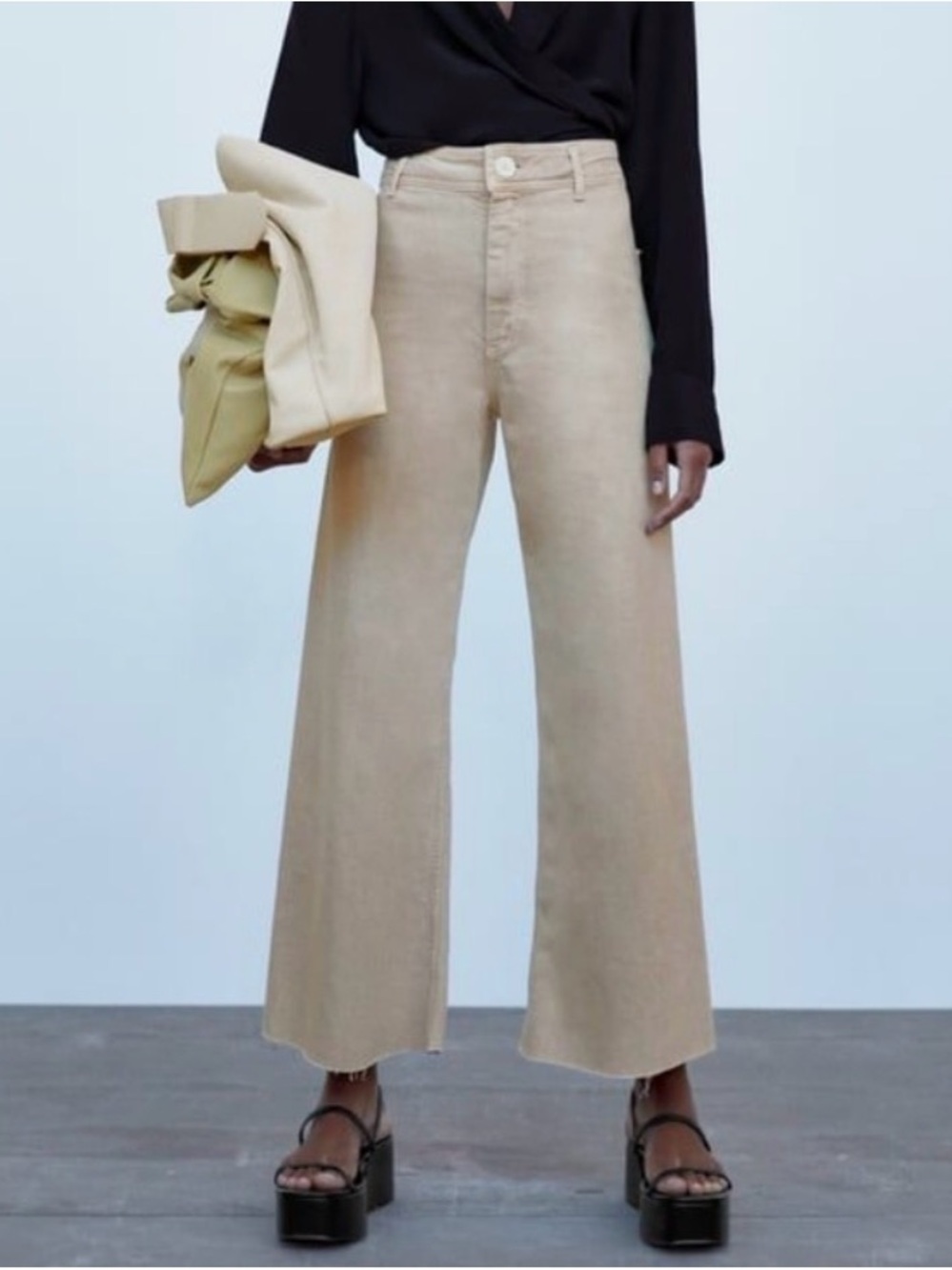 Zara Straight-Leg Jeans in Beige